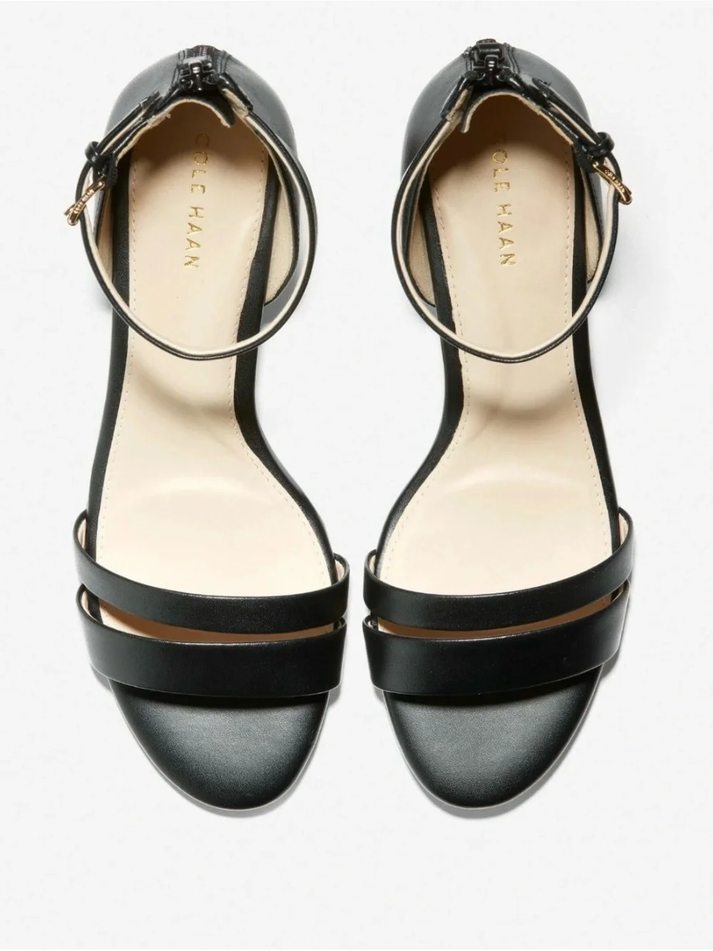 Size 7 Cole Haan Abriella Leather Wedge Sandals, W19578 Black
